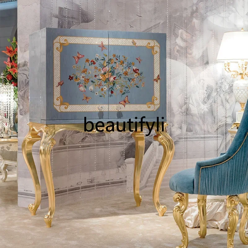 

yj21 French Chinese style butterfly decorative cabinet veneer shell parquet solid wood tall locker