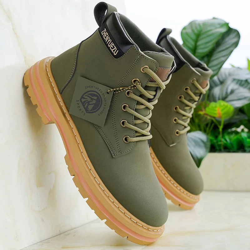 Autumn and Winter Retro Short Boots for Men, Thick-Soled Height-Increasing Non-Slip Short Boots, Thick-Soled Non-Slip and Wear-Resistant, Pu Upper Material, Windproof and Durable 85 view 5