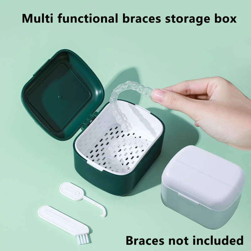 

Retainer Case Portable Mouth Guard Box Oral Cleaning False Teeth Denture Storage Box Teeth Aligner Braces Box Orthodontic