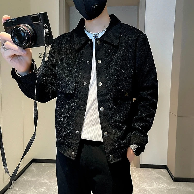 

Мужская шерстяная куртка 2025 года, новый дизайн, уличный пиджак с воротником на осень, модная повседневная верхняя одежда