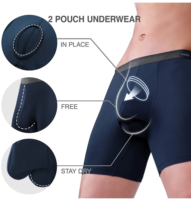 3 Pack Separatec Men's Underwear Breathable Cooling Rayon Made From Bamboo Boxer Briefs Ball Pouch Underwear Quicking Drying