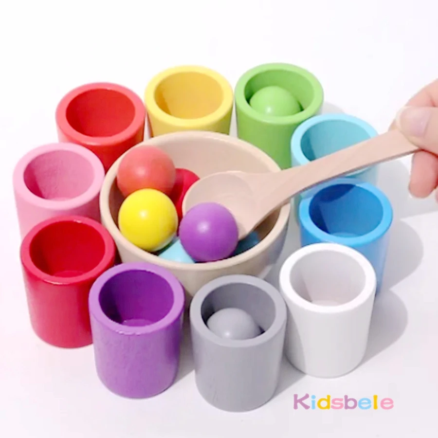 Montessori Frühe Bildung 10, Farbe Tasse Holz Sensorischen Spielzeug Für Kleinkind Farbe Passenden Sortierung Erkenntnis Spiel Geburtstag Party Geschenk