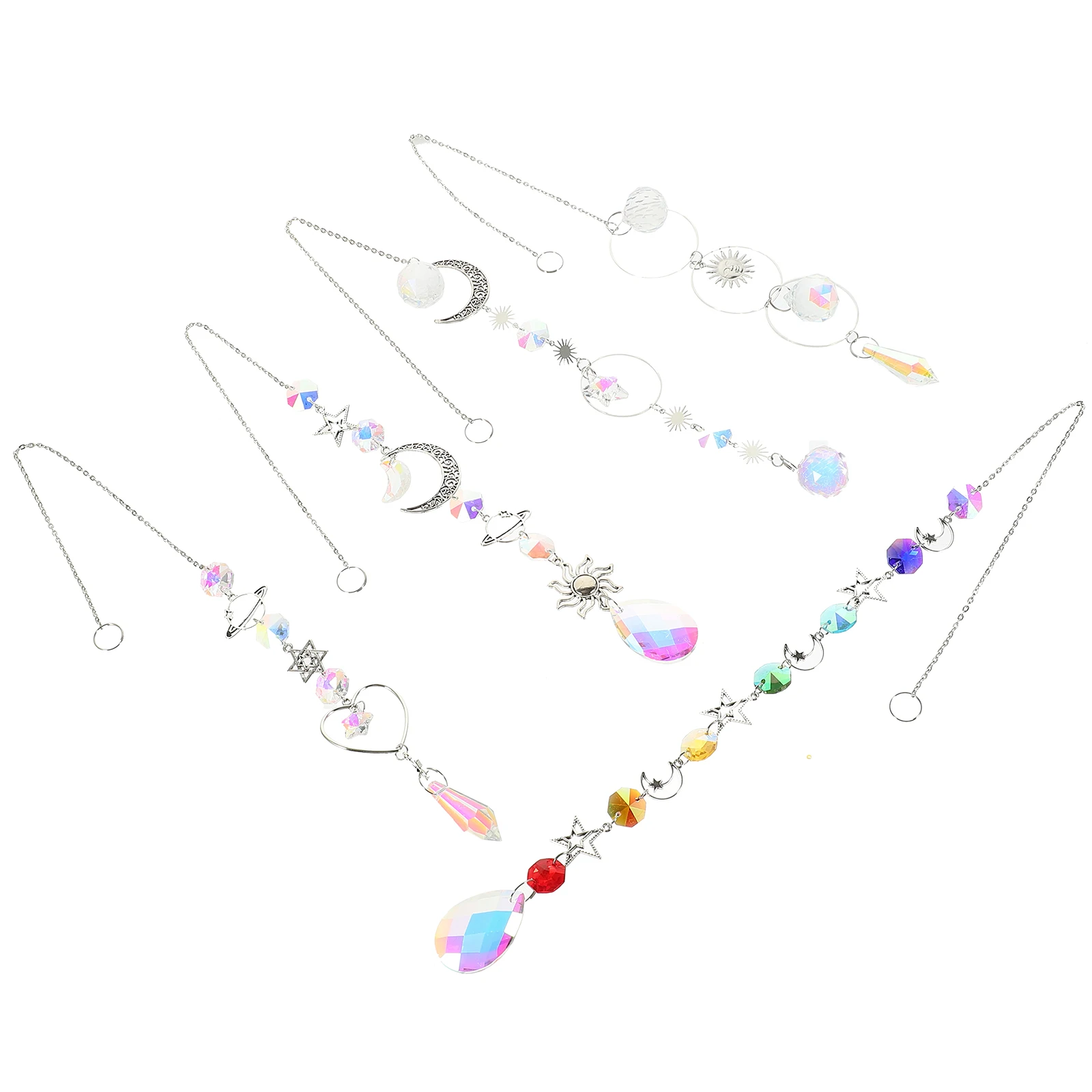 

5Pcs Galaxy Moon Star Hanging Crystal Suncatcher Prism Pendant Window Decoration Sun Catcher Indoor Outdoor Crystal