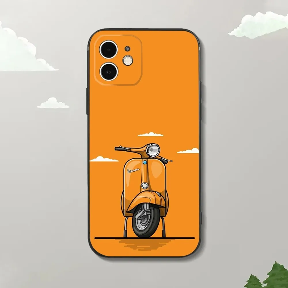 V-VespaS Scooter Phone Case For iPhone15,14,13,12 Mini 11 Pro XR,X,XS,MAX 7,8 Plus Silicone Cover Soft Black - Image 5