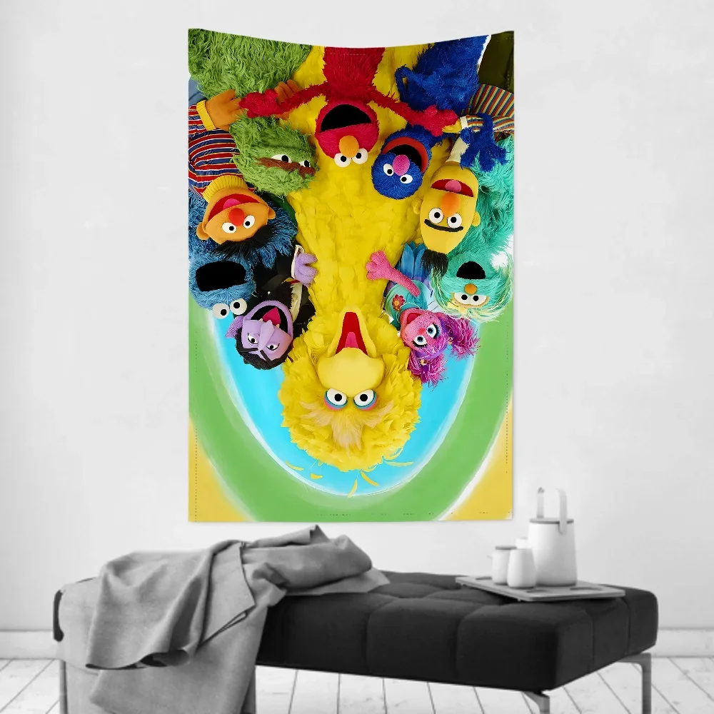 سمسم الكرتون شارع كوكي أنيمي نسيج ديكور غرفة قماش صوفي حفلة معلقة خلفية غرفة ديكور غرفة الطفل #5