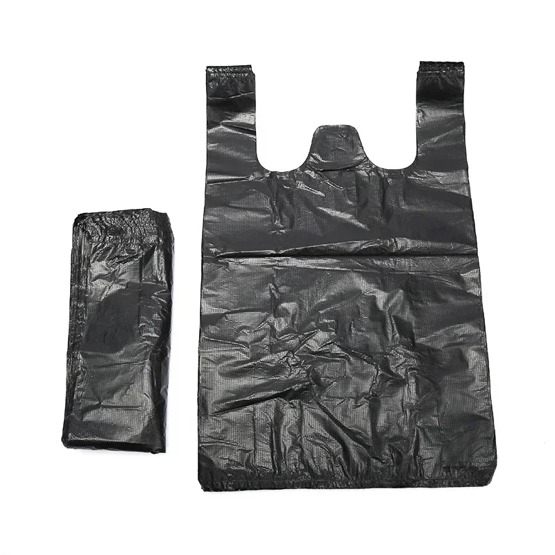 50/100pcs with Handle Food Storage Bag Garbage Bag Black Kitchen Living Room Large Thickened Garbage Bag Fresh Home Garden