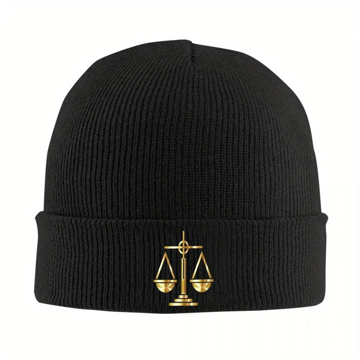 2026 Scales Of Justice Knitted Hat for Women Men Skullies Beanies Autumn Winter Hat Gold Scales Of Justice Law Logo Casual Melon