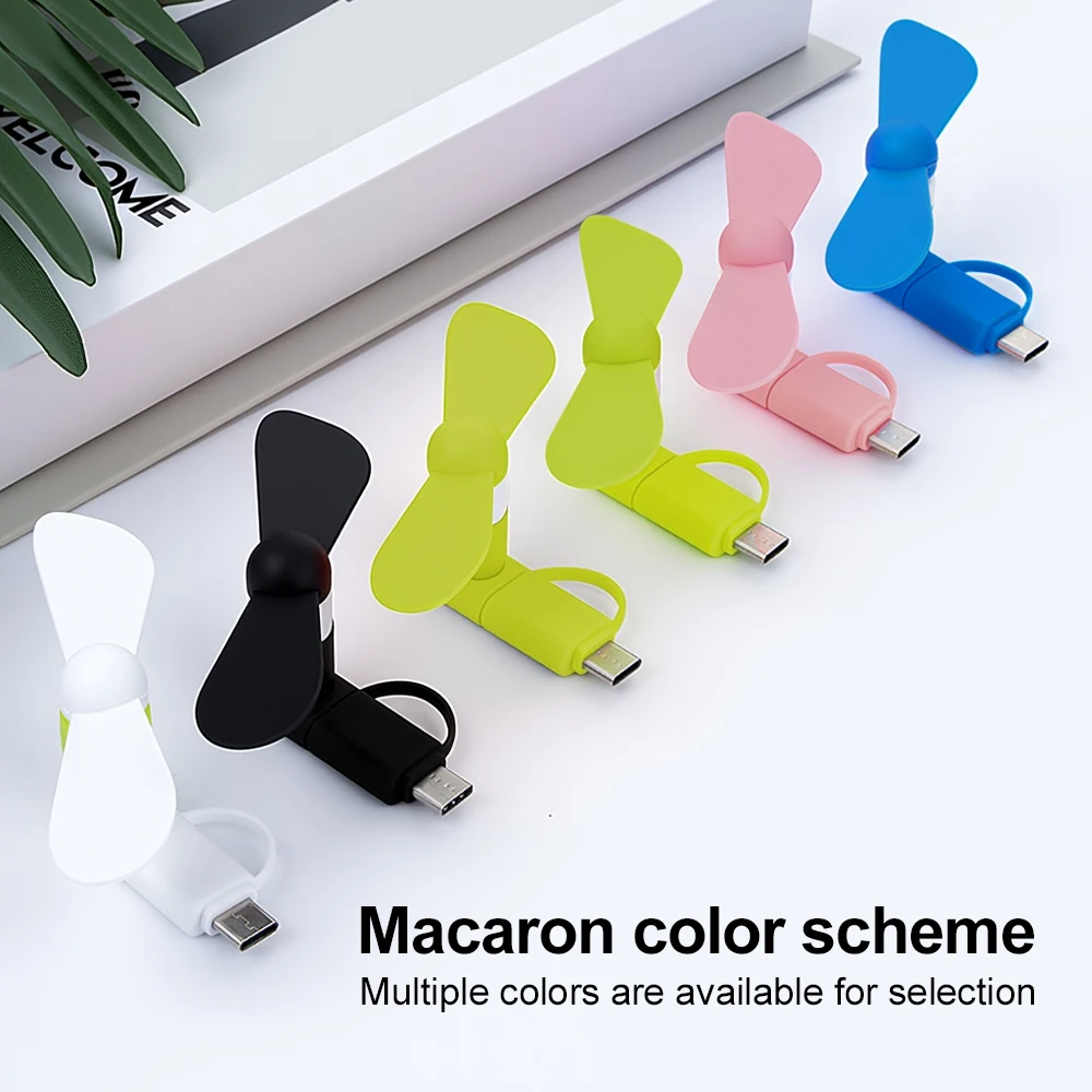 Portable 2 IN 1 Mini Fan USB Mobile Phone Cooler Fan Android Type-C Mobile Fan For Samsung Xiaomi Laptop Power Bank Cooling