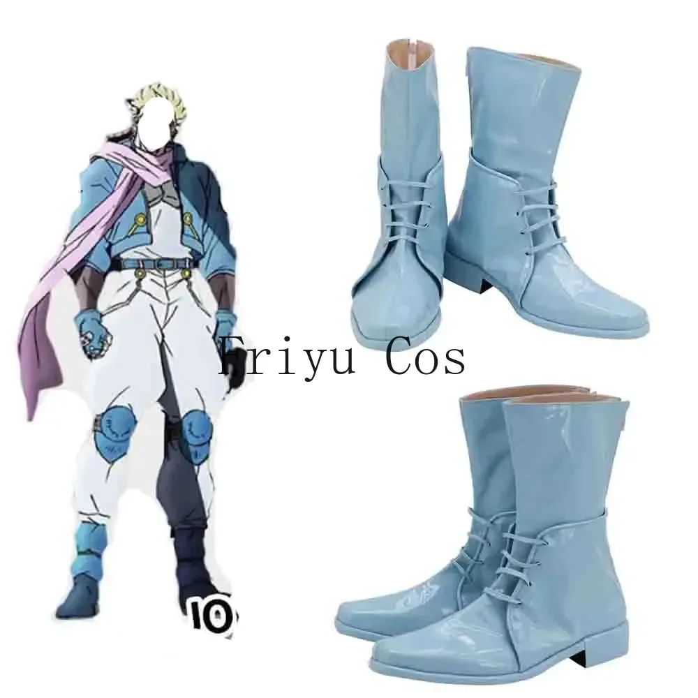 

Anime Caesar Anthonio Zeppeli Cosplay Shoes Halloween Party Costumes Adult Men Women Blue Leather Boots Accessory Custom Made