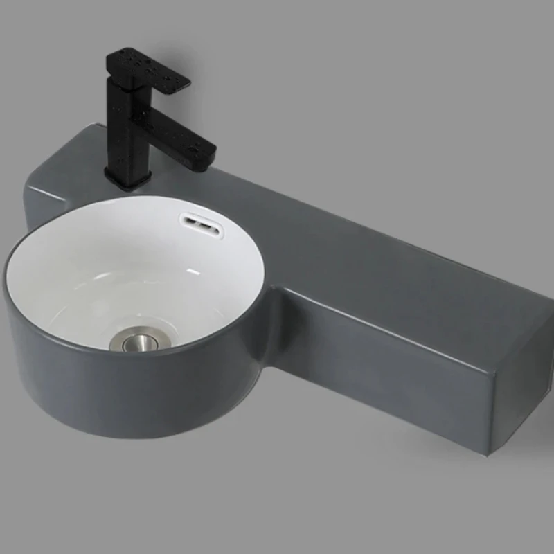 Small Apartment Wall-Mounted Wash Basin Bathroom Balcony Ceramic Washbasin Narrow Edge Washstand