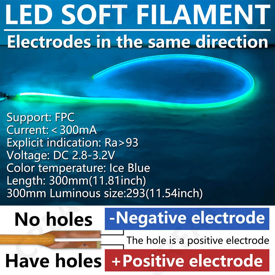 300mm COB LED Flexible Filament DC3V für Retro Edison Glühbirne LED Filament Beleuchtung Zubehör DIY Diode Flexible Perlen Streifen – Detail 8