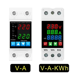 40A 63A 230V Din Rail Adjustable Over Voltage And Under Voltage Protective Device Protector Relay With Over Current Protection