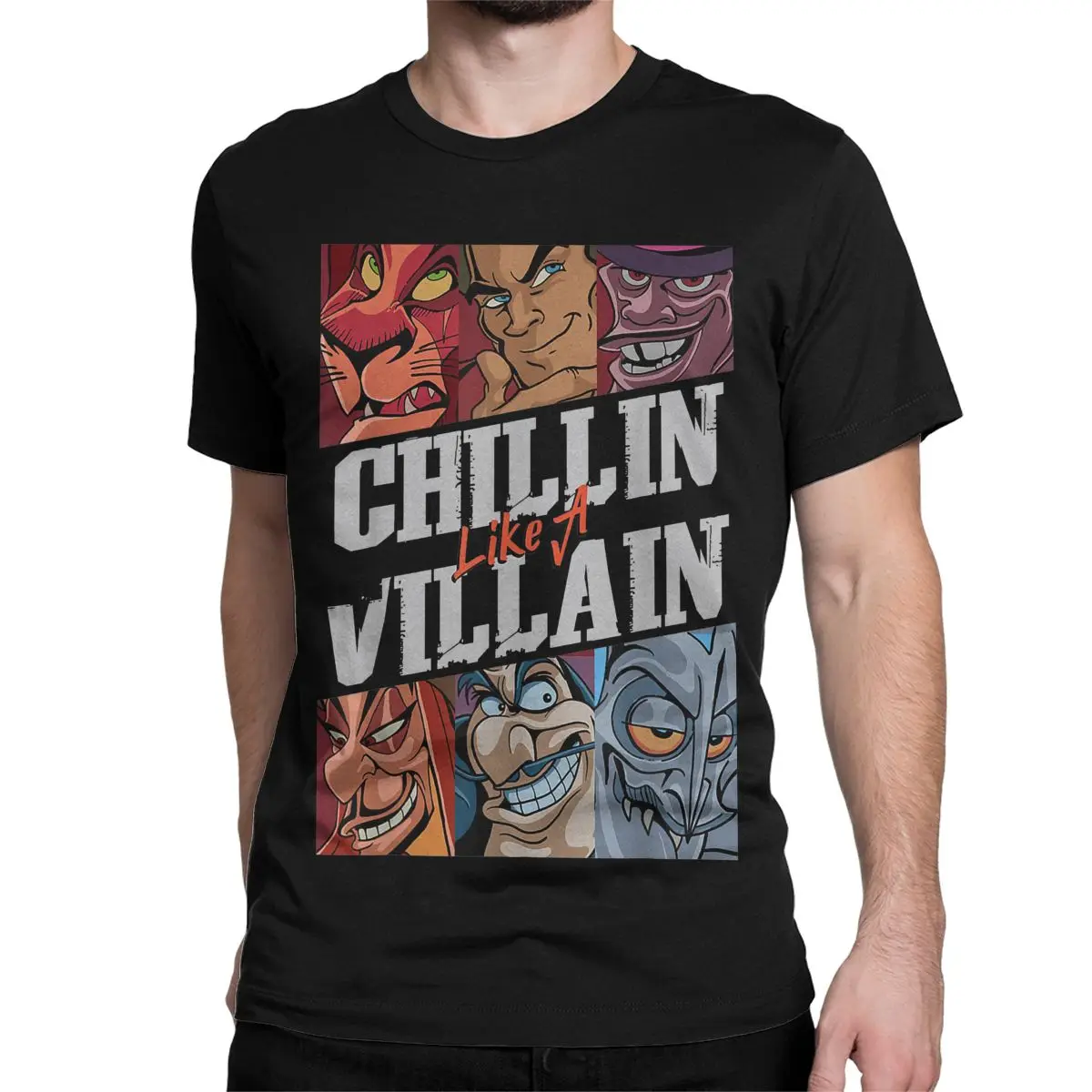 Men Women T-Shirt Disney Villains Funny 100% Cotton Tees Short Sleeve Chillin Like A Villain Group Portrait T Shirt Tops 6XL