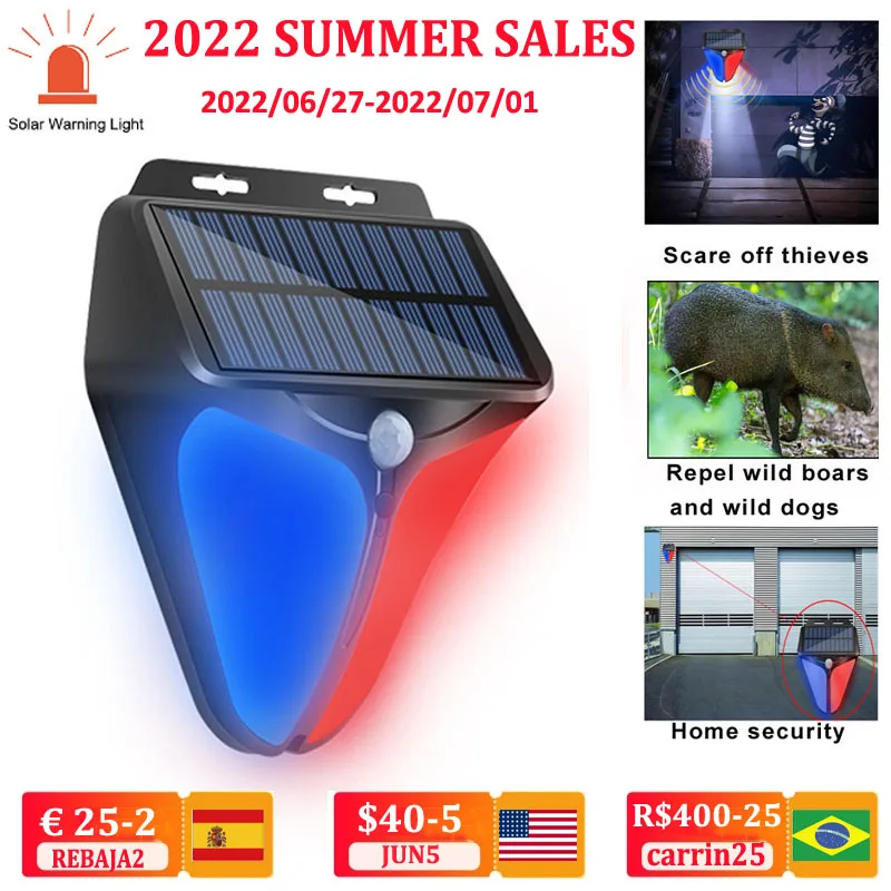 

Solar Led Warning Indicator Garden Light Outdoor With Motion Sensor Emergency Wall Lamp Solar Powered For Balcony Fence Lighting