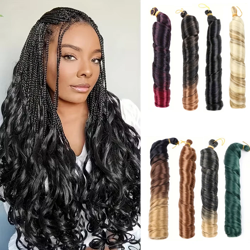 

Loose Wave French Curls Braiding Hair Extensions Synthetic Hair Spiral Curl Braids High Temperature Ombre Pre Stretched Hair