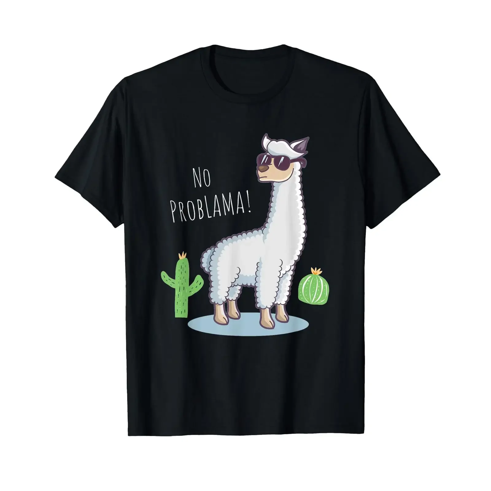 Llama No Problama Funny Cactus s T Shirt vintage Washed graphic Stretched fashion Versatile Unisex Casual Slightly streetwear