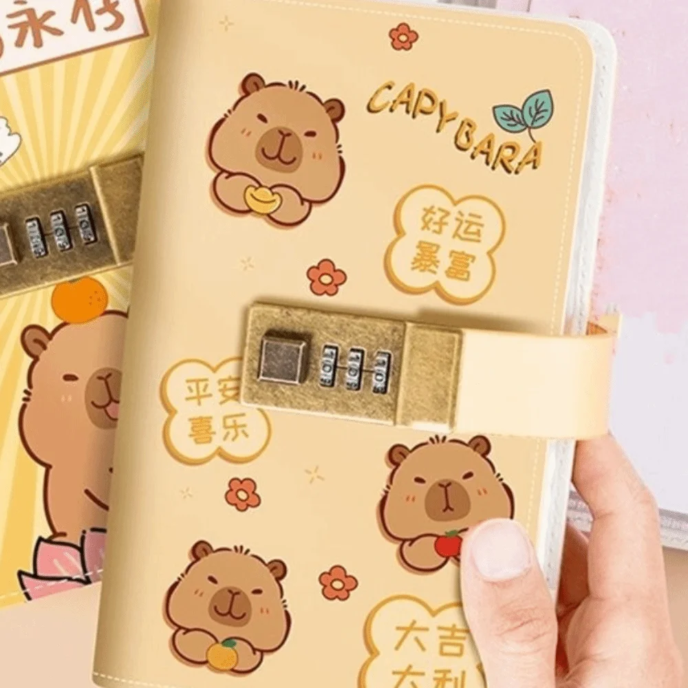 Capybara Panda 100 Envelopes Challenge Waterproof Password Lock Savings Binder Large Capacity Mini Binder Money Collection Book