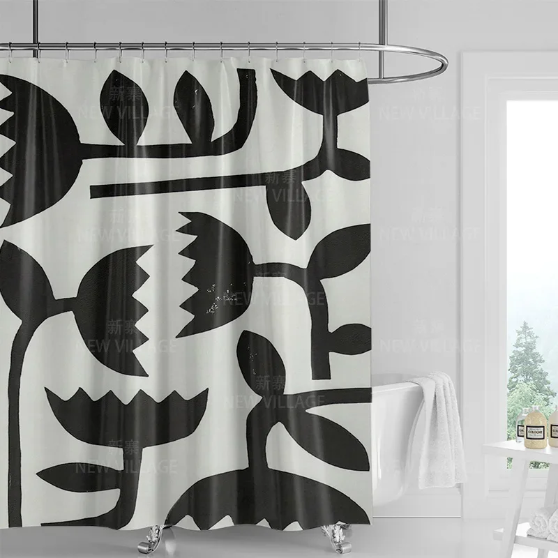 Abstract geometric graffiti shower curtain Nordic minimal wind waterproof fabric bathroom curtain shower curtain 180x200
