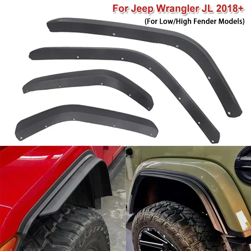 4pcs Car Wheel Eyebrow Trim for Jeep Wrangler JL 2018+ (For Low/High Fender Models)