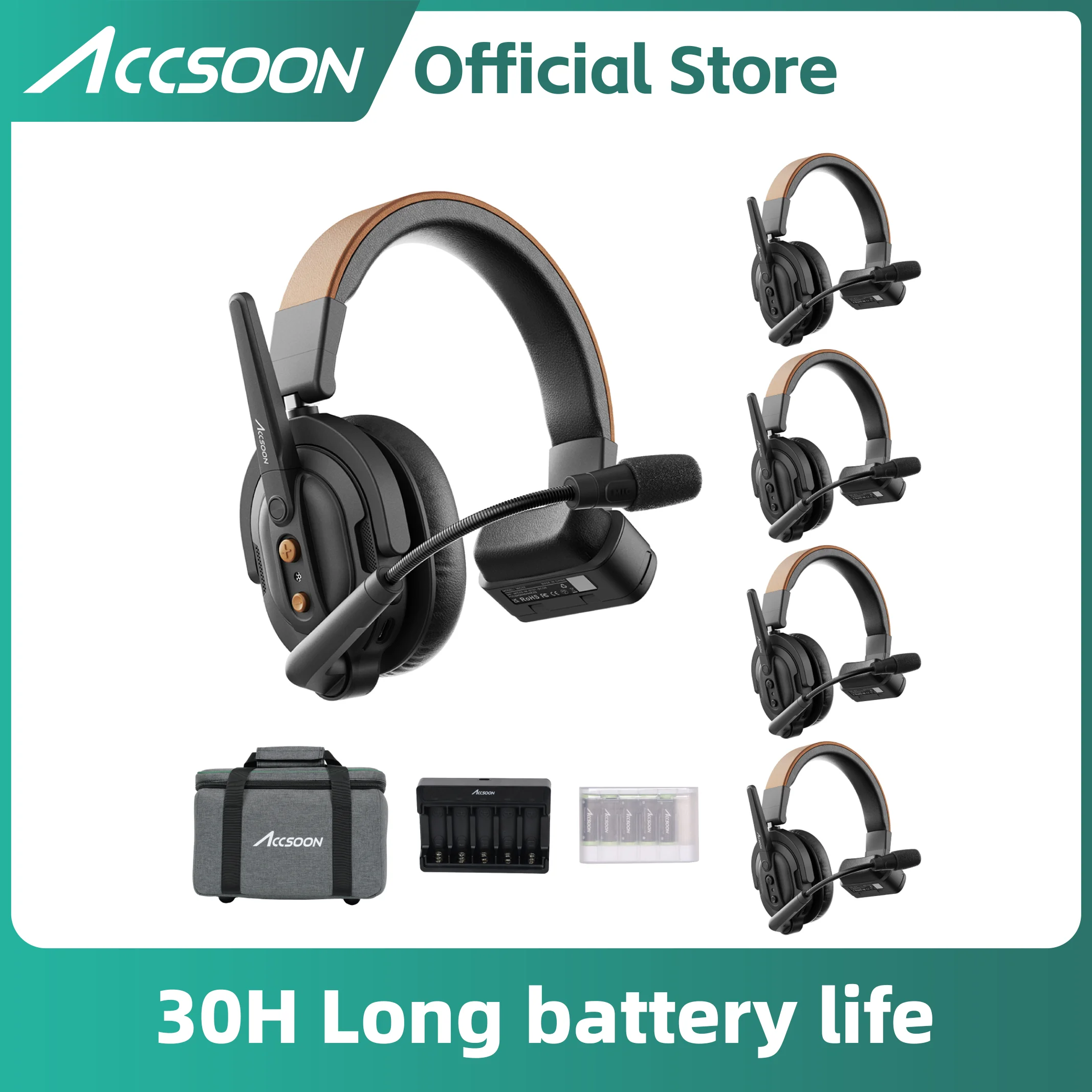 Accsoon CoMo SE 2.4GHz Full-duplex Wireless headset Intercom communication headphones System talkback headphones 400m ENC 1V4