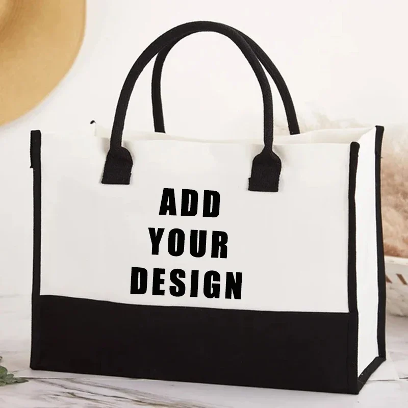 Custom Tote Bag Fashion Shopping Bag Women Travel Handbags Eco Reusable Storage Pouch Bookbags Bridesmaid Gifts