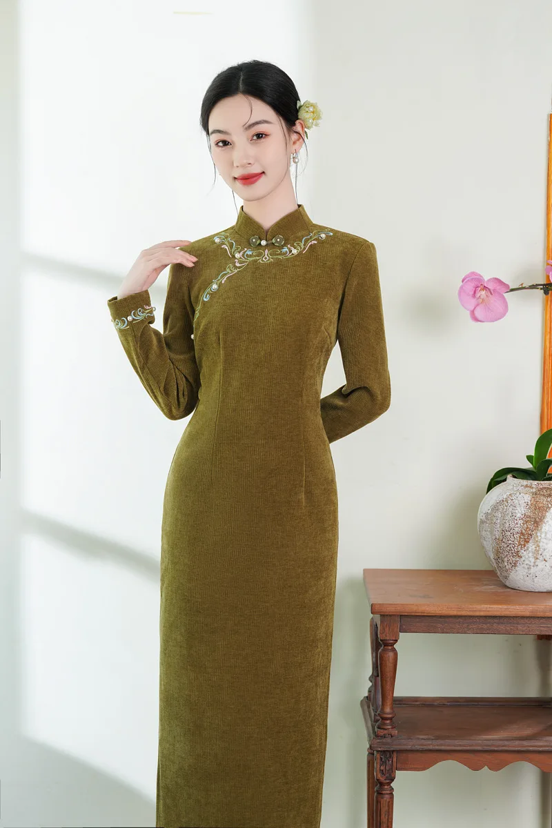 

Новое летнее платье Ципао с принтом, традиционное платье Cheongsam с воротником-стойкой, китайское вечернее платье, большой размер 3XL, винтажное платье