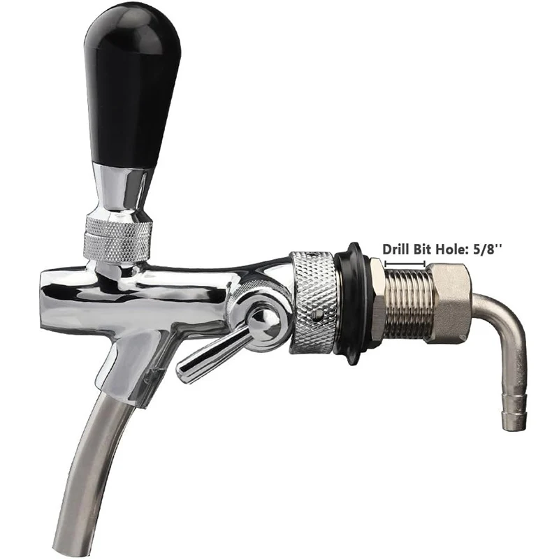 Upgraded Adjustable Beer Faucet, Stainless Steel Core Brass Body Keg Tap Faucet Draft Beer Tap Faucet with Flow Control image 3