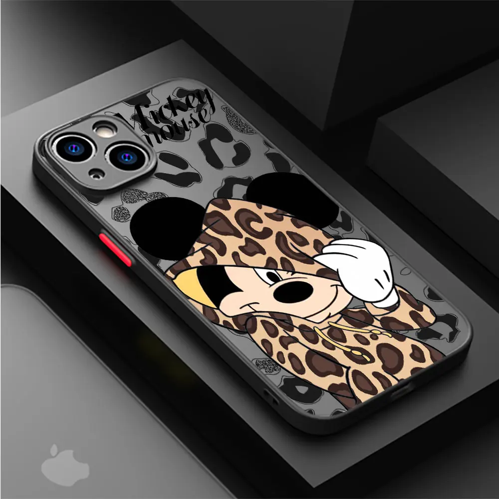 Phone Case for iPhone 8 Plus 15 Pro Max XR X 13 Mini 14 Plus XS Max 12 7 11 Pro Disney Minnie Mouse Shockproof Matte Cover