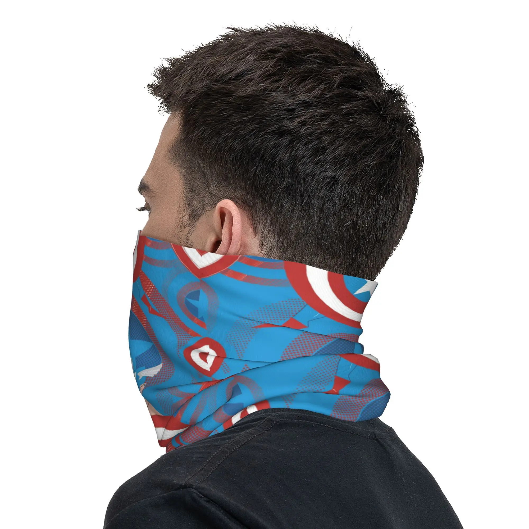 Custom Captain America Shield Dots Winter Headband Neck Warmer Men Women Ski Hunting Tube Scarf  Face Bandana Gaiter