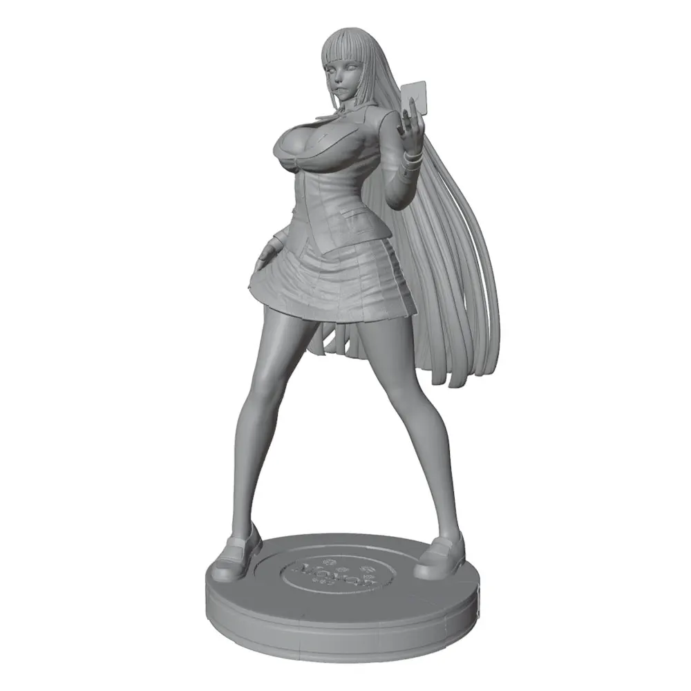 1/24Youthful Sensational Girl Figure, Beautiful Long-Hair Girl Holding a Card, Miniature Resin Set, 3D Printed Statue, Uncolored