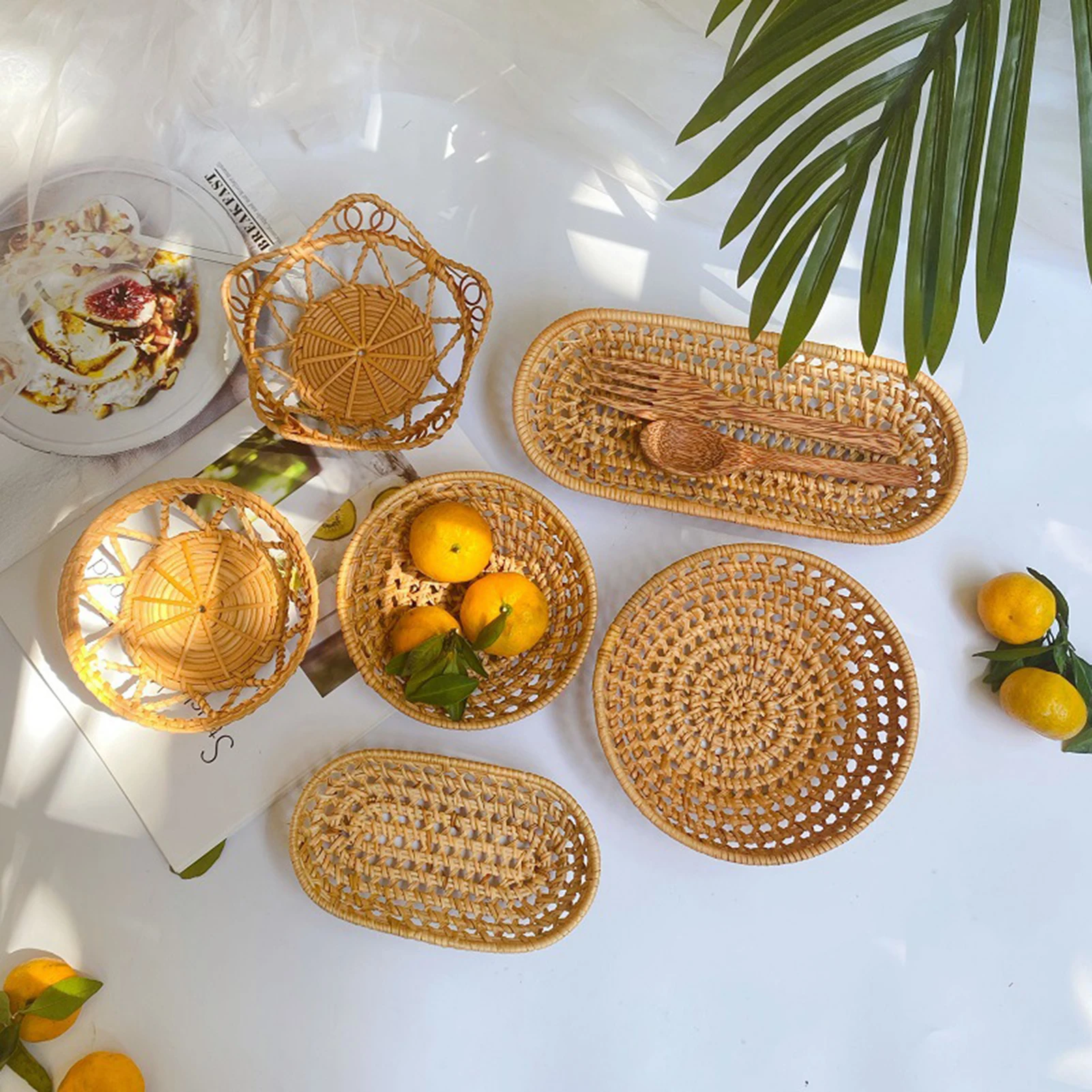 Rattan Woven Fruit Basket Cute Shape Fruit Bowls Tray Vegetable Snack Basket Novelty Animal Shaped Home Decor Organizer Handmade