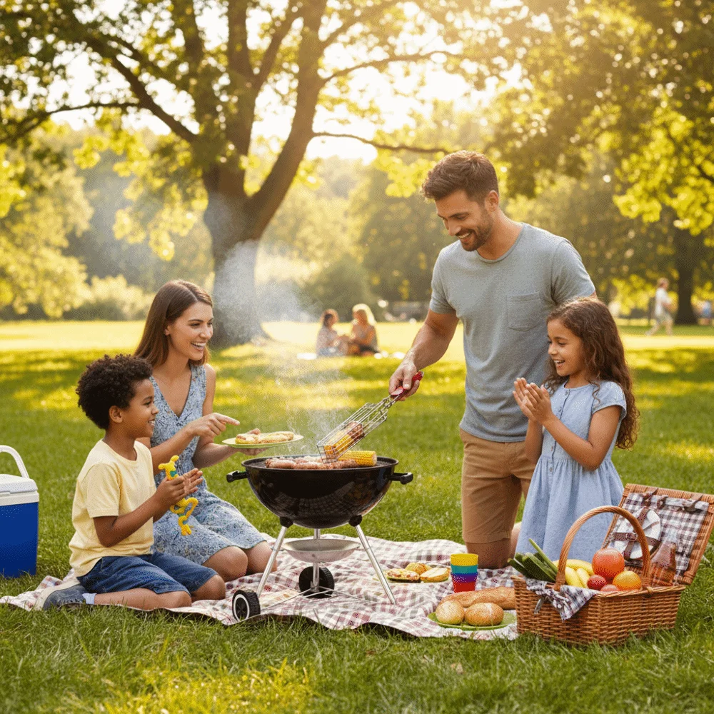 Grillrost mit Holzgriff, Antihaftbeschichteter Tragbarer Grillkorb, Netz-Clip für Würstchen, BBQ-Grillkorb für Picknick und Grillen – Detail 8