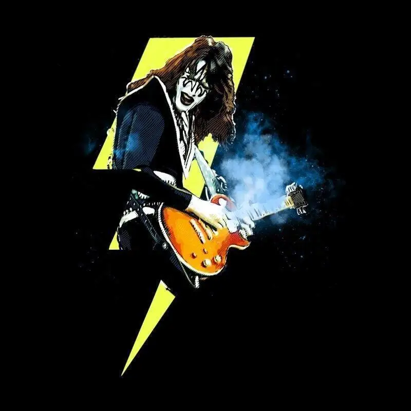 Ace Frehley Men T-shirt Black Short Sleeve, Size S-2XL