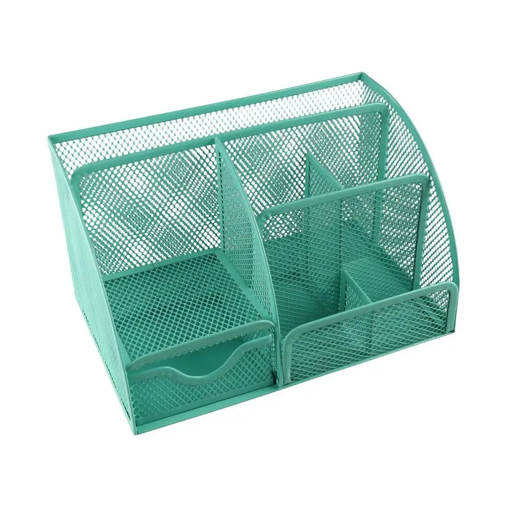Creative Multi Grid Pen Holder Multi-functional Metal Mesh Desk Organizer 1 Drawer 6 Compartments Sundries Storage Box