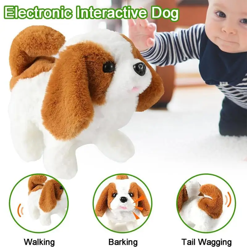 Electric Puppy Toy Tail Wagging Head Nodding Battery Operated Interactive Dog Doll Electronic Stuffed Animals Dog For Boys And