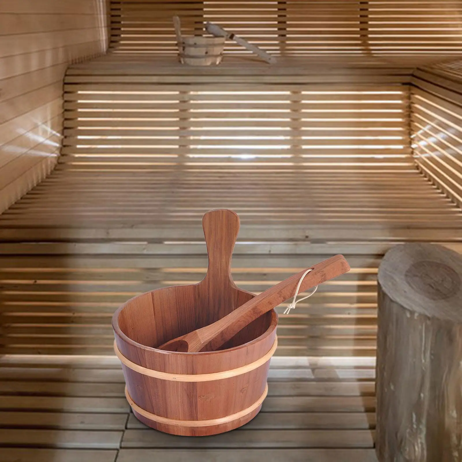 

4L Sauna Bucket and Ladle Sauna Accessories Storage Container for Bathtub Home SPA