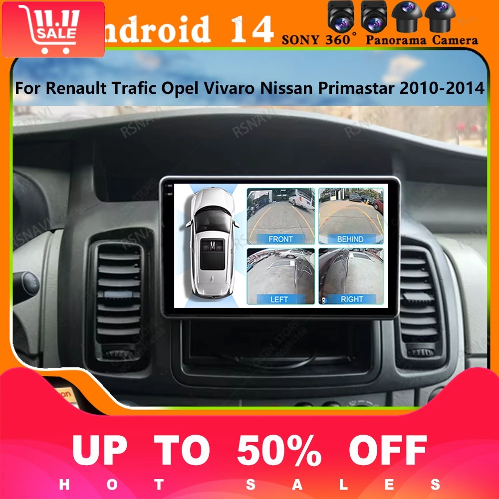 Andoird 14 Car Radio For Renault Trafic Opel Vivaro Nissan Primastar 2010-2014 BT Multimedia Stereo Navigation 4G LTE DSP DVD