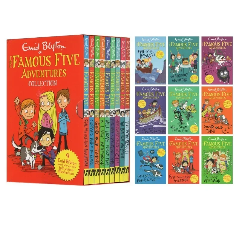 9 Books/Set Enid Blyton The Famous Five Adventures Collection Children English Picture Book Detective Stories Libros Livros