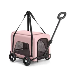 Wholesale Folding Luxury Cats Cart Designer Dog Pet Pram With Cup Holder Pet Stroller For Big Dogs With Detachable Carrier