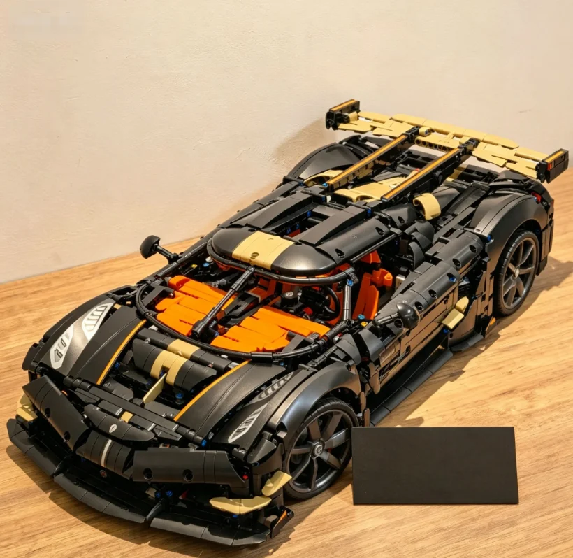 4104pcs High Large Aerodynamic Race Car Bricks Kit Koeni Spear Megacar Supercar Building Block Puzzle Model  Birthday toys Gifts