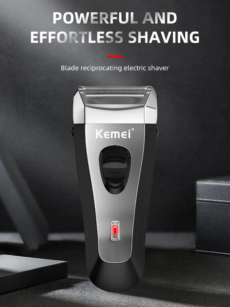 Kemei KM-9038 Waterproof Reciprocating Cordless Razor USB Rechargeable Shaving Machine Barber Trimmer Electric Shaver For Men