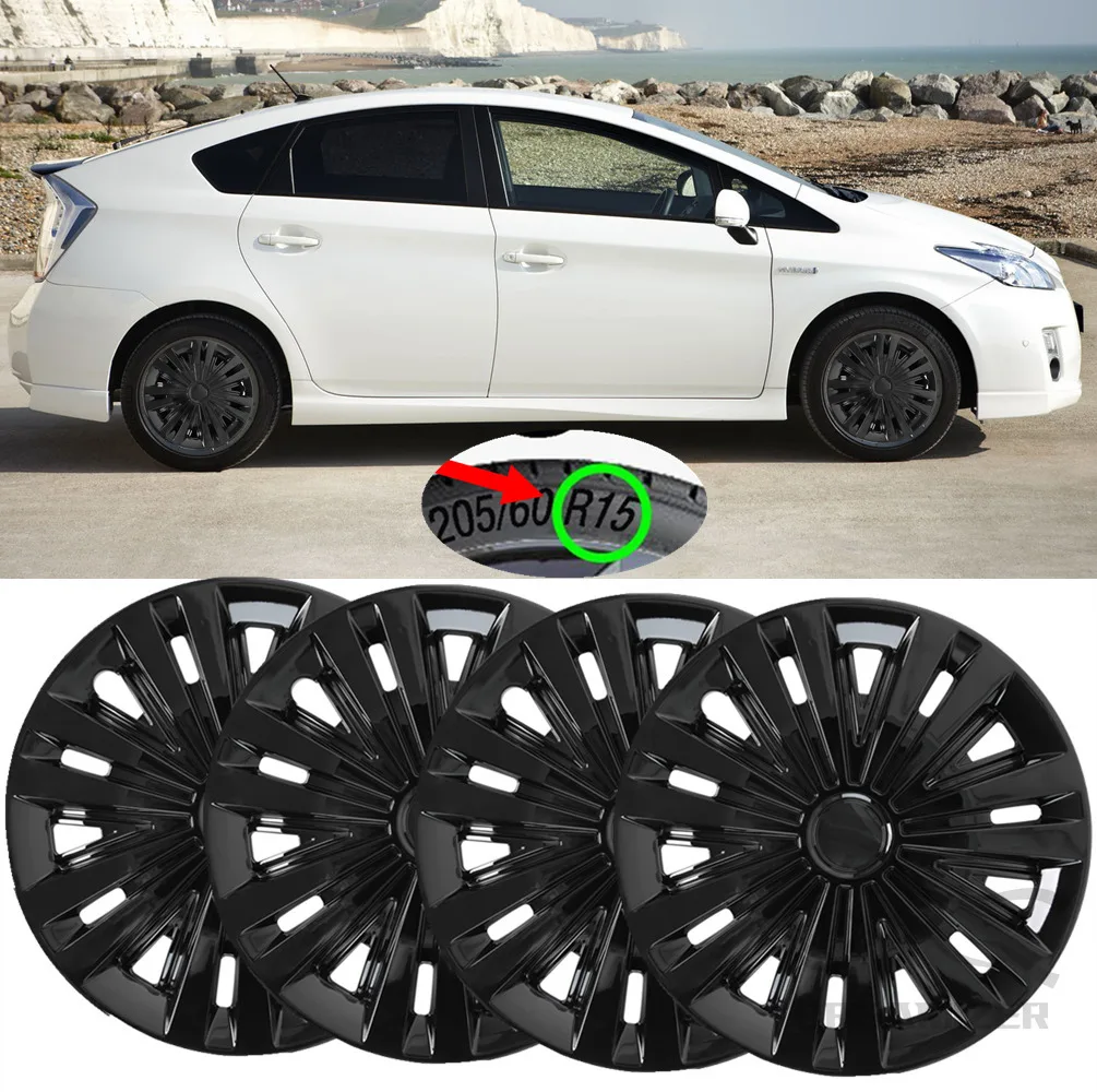 4pcs Set 15/16 Inch Universa Carl Hubcap Wheel Covers ABS Plastic Auto Snap On Wheel Cover Kit For Toyota/Ford/ KIA/Honda