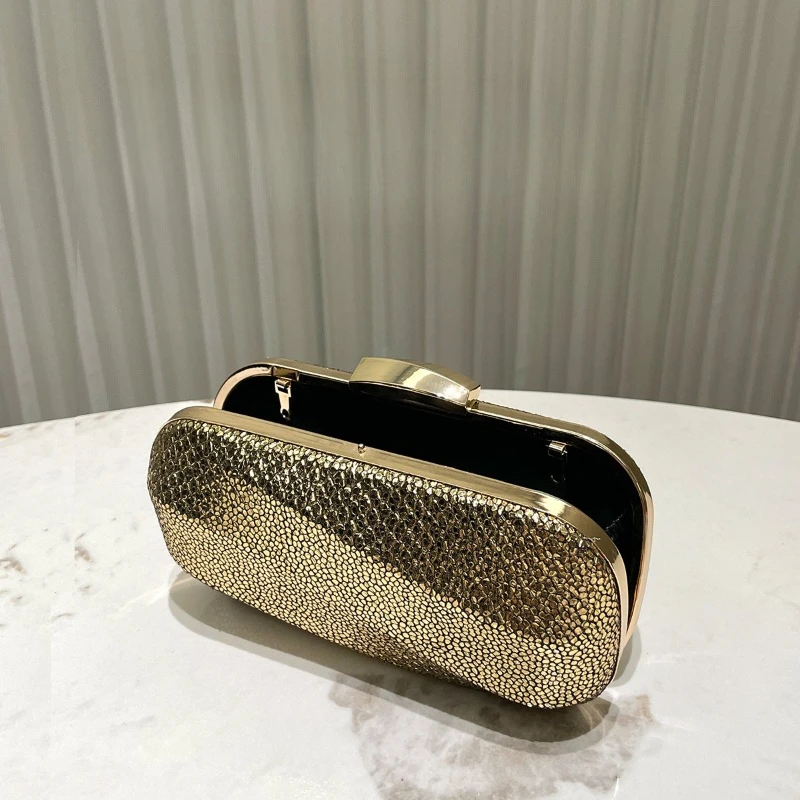 Glitter Metallic Texture Evening Bags for Women Fashion Wedding Party Bridal Clutch Wedding Handbag Elegant Banquet Box Purse view 5