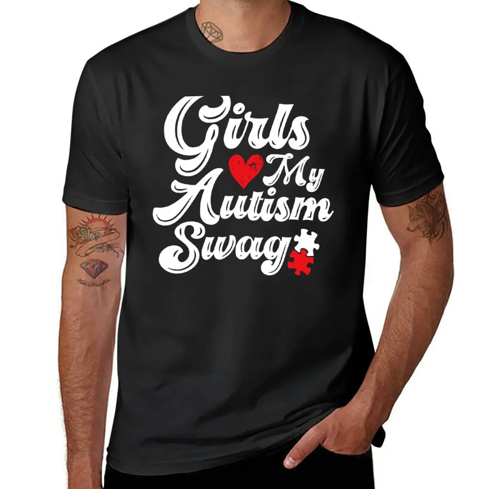 

New Girls Love My Autism Swag - Girls Heart My Autism Swag T-Shirt custom t shirts summer clothes men workout shirt