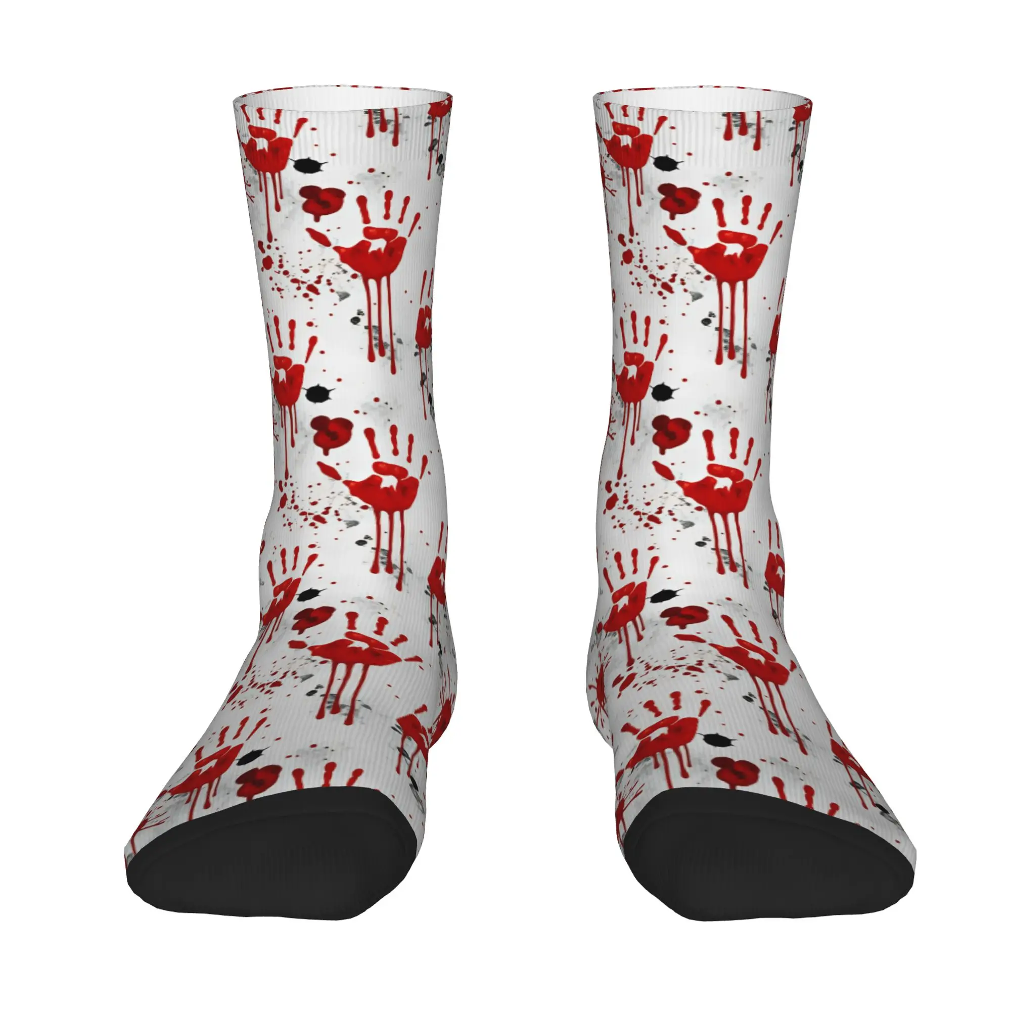 Bloody Handprint With Dripping Blood Seamless Halloween Pattern Socks  Vintage Stockings Quality Running Socks Non Skid Socks