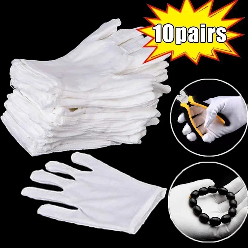 Fashion White Cotton Work Glove Men Women Handling High Stretch Thickened Household Cleaning Tools Reusable Wholesale