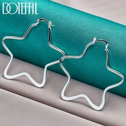 DOTEFFIL 925 Sterling Silver Star 55mm Hoop Earring For Woman Fashion Party Wedding Engagement Party Jewelry
