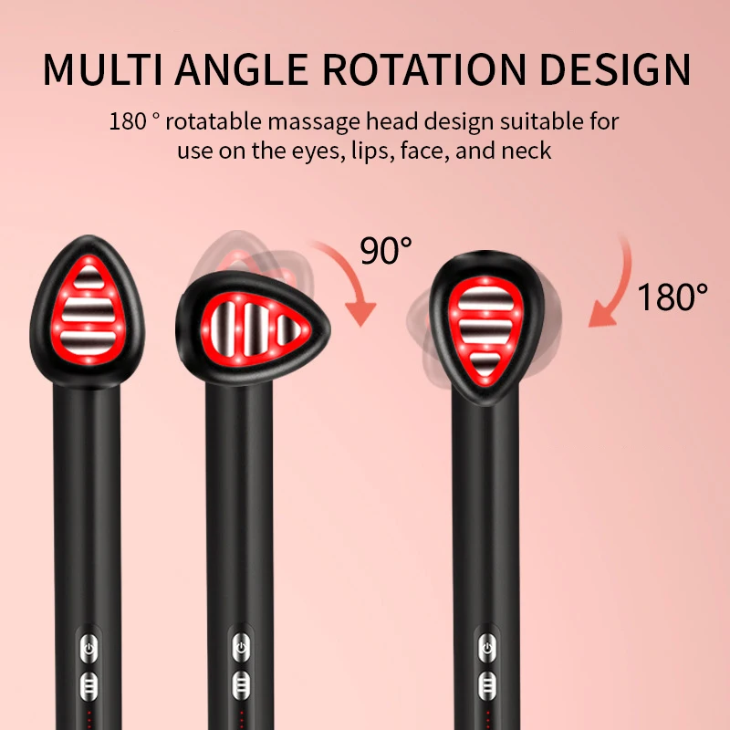 Microcorrente Rosto Massageador, Dispositivo De Beleza, 4 em 1 Cores, Terapia De Luz, EMS Compressa Quente, Skincare LED Wand