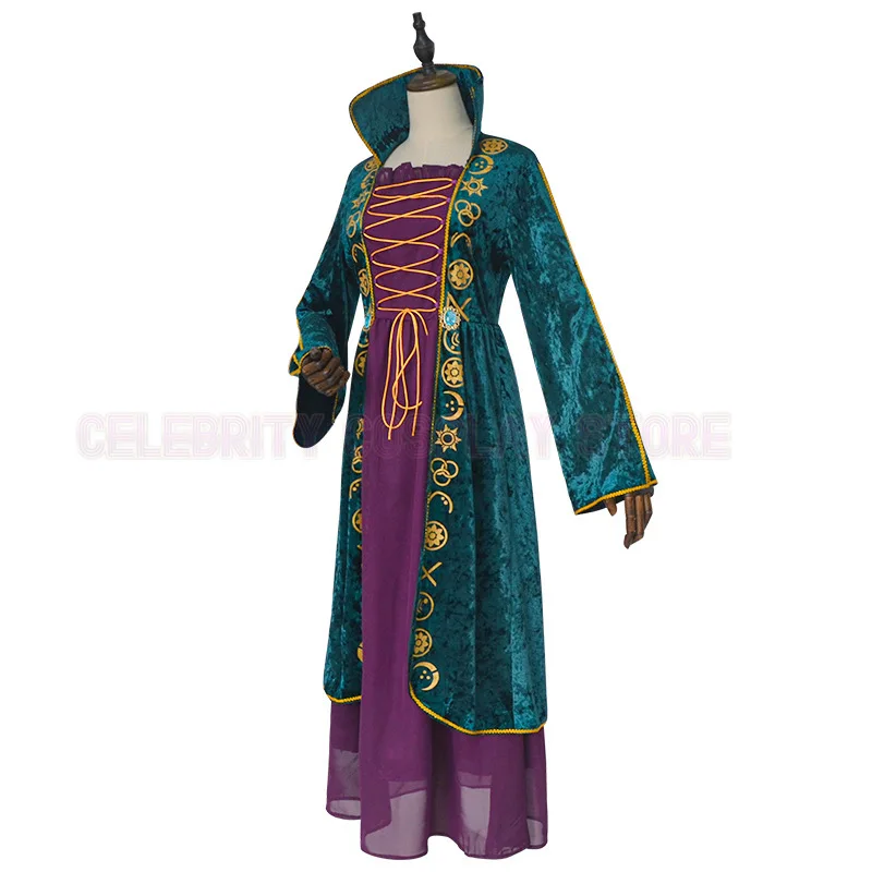 Halloween in The Middle Ages Green Velvet Dress Cosplay Costume Halloween Masquerade Carnival Banquet Party Outfits for Women