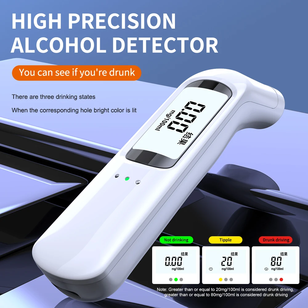 Non-Contact Alcohol Tester LCD Alcohol Breath Detector Portable Breathalyzer Police Alcohol Checker Drunk Driving Testing Tool